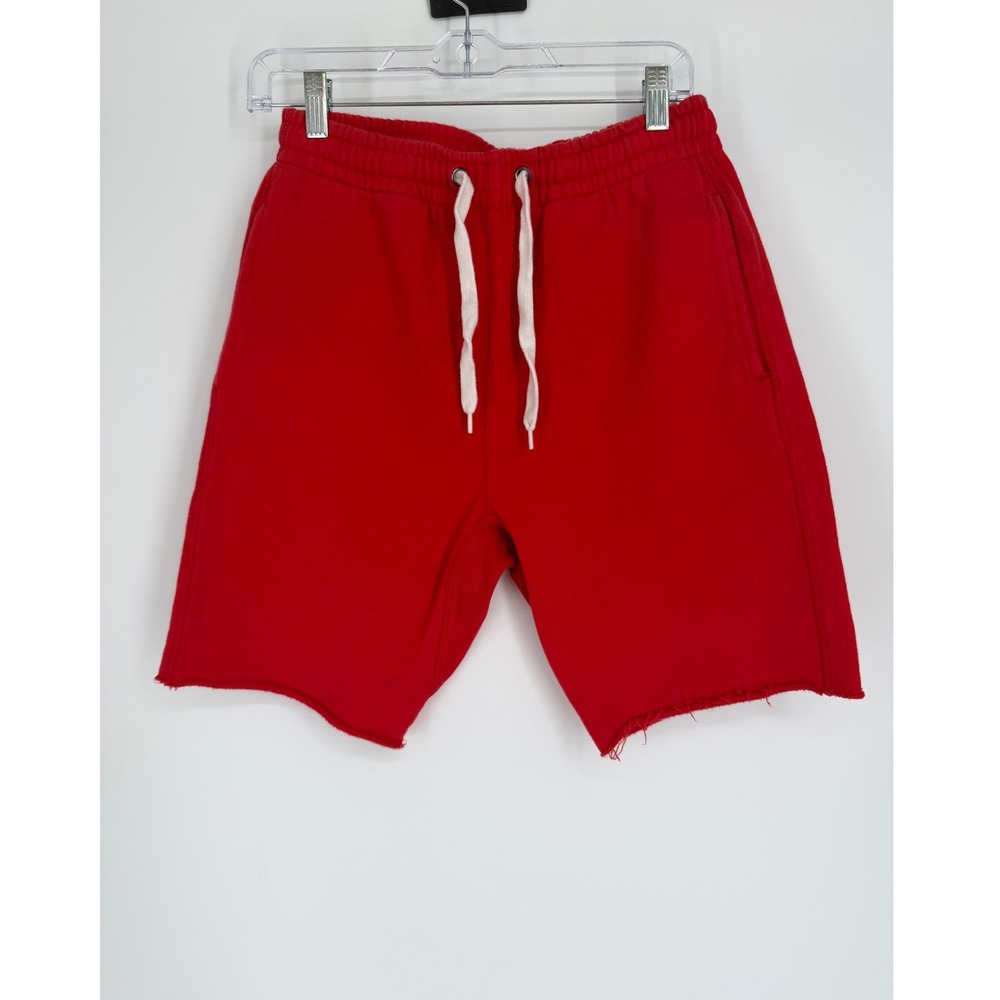 Urban Outfitters Mens Sweat Shorts Small Red Raw Hem Casual Lounge Athleisure